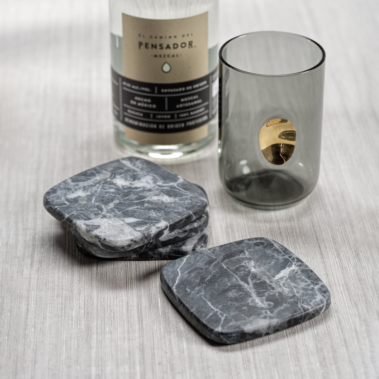 Matte Black Marble Coasters - Set of 4