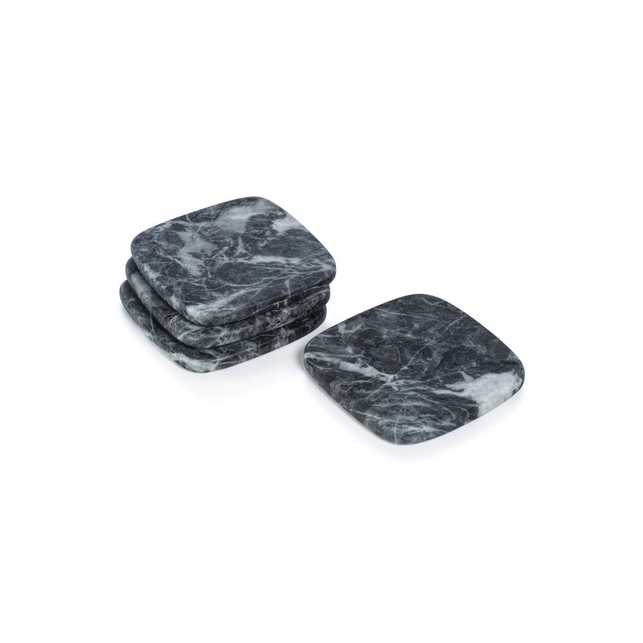 Matte Black Marble Coasters - Set of 4 - Image 2